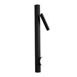 Modern Black LED Wall Sconce with Adjustable Spotlight and Minimalist Metal Design for Bedroom