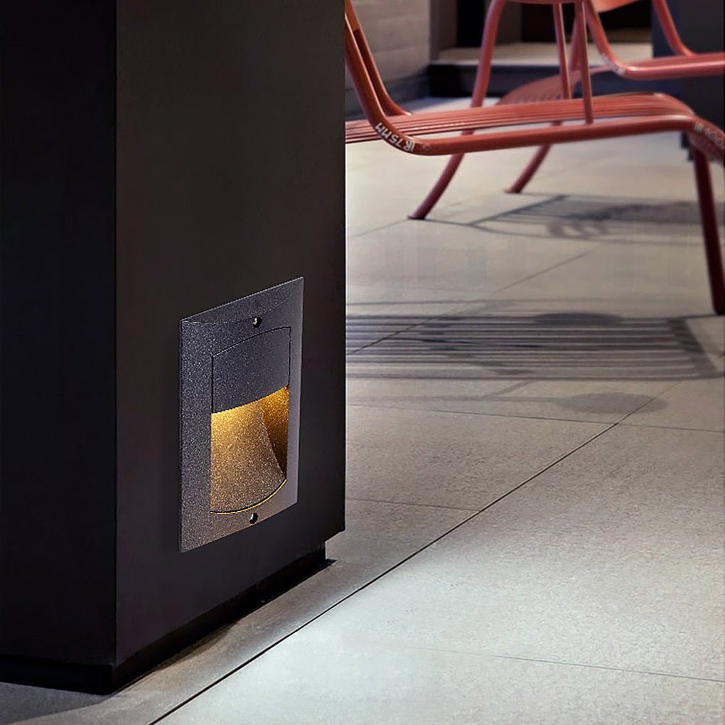 Modern Black LED Waterproof Outdoor Step Lights Recessed Rectangle Stair Wall Sconces IP65