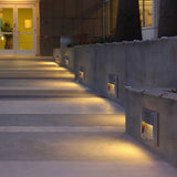 Modern Black LED Waterproof Outdoor Step Lights Recessed Rectangle Stair Wall Sconces IP65