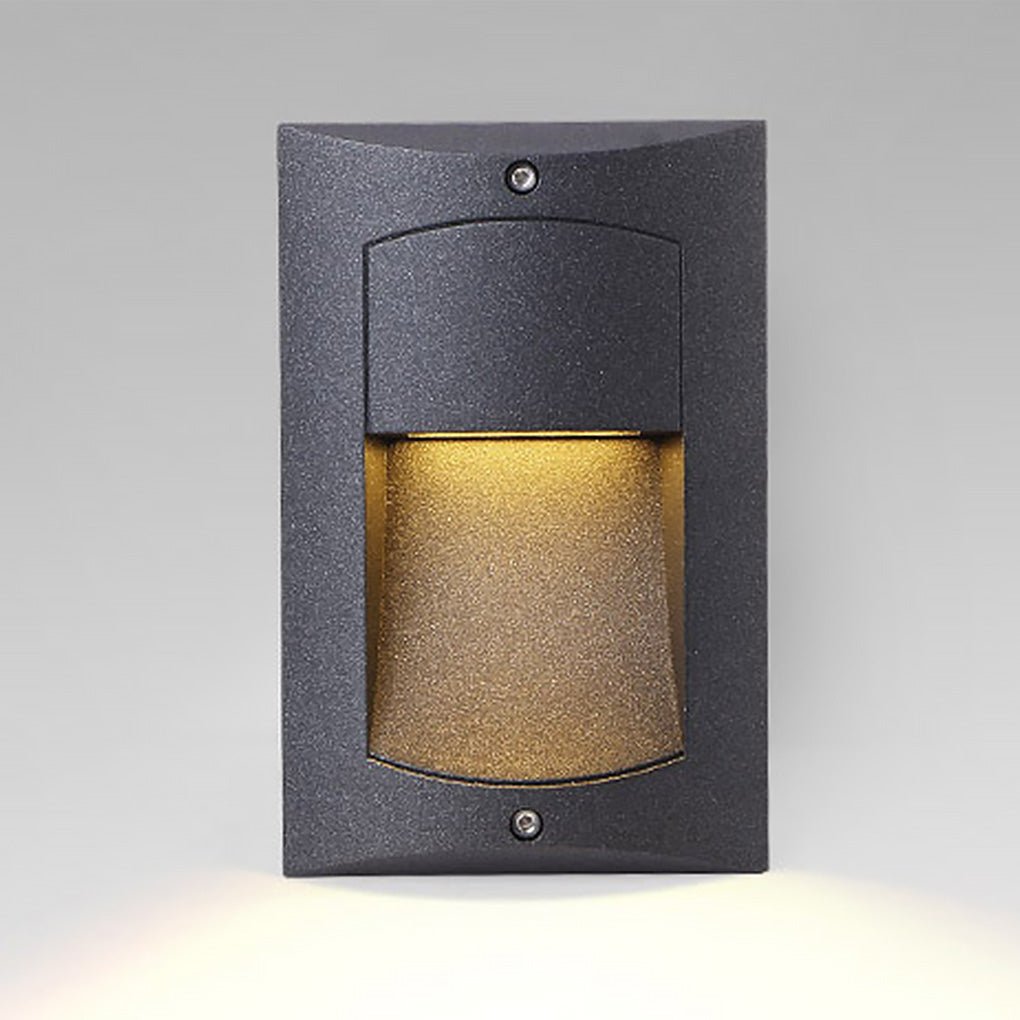 Modern Black LED Waterproof Outdoor Step Lights Recessed Rectangle Stair Wall Sconces IP65
