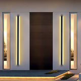 Modern Black Linear LED Outdoor Wall Sconce Waterproof Long Strip Porch Light for Garden and Entryway