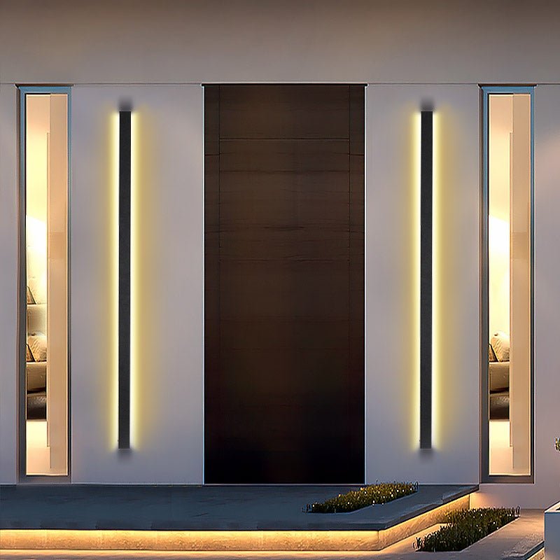 Modern Black Linear LED Outdoor Wall Sconce Waterproof Long Strip Porch Light for Garden and Entryway
