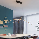 Modern Black Linear LED Pendant Light Dimmable Nordic Kitchen Island Chandelier for Dining Room