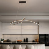 Modern Black Linear LED Pendant Light Dimmable Nordic Kitchen Island Chandelier for Dining Room