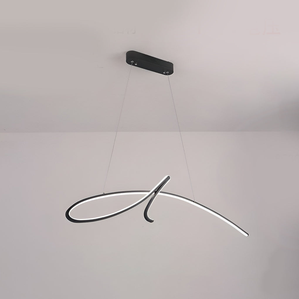 Modern Black Linear LED Pendant Light Dimmable Nordic Kitchen Island Chandelier for Dining Room