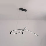 Modern Black Linear LED Pendant Light Dimmable Nordic Kitchen Island Chandelier for Dining Room