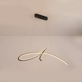 Modern Black Linear LED Pendant Light Dimmable Nordic Kitchen Island Chandelier for Dining Room