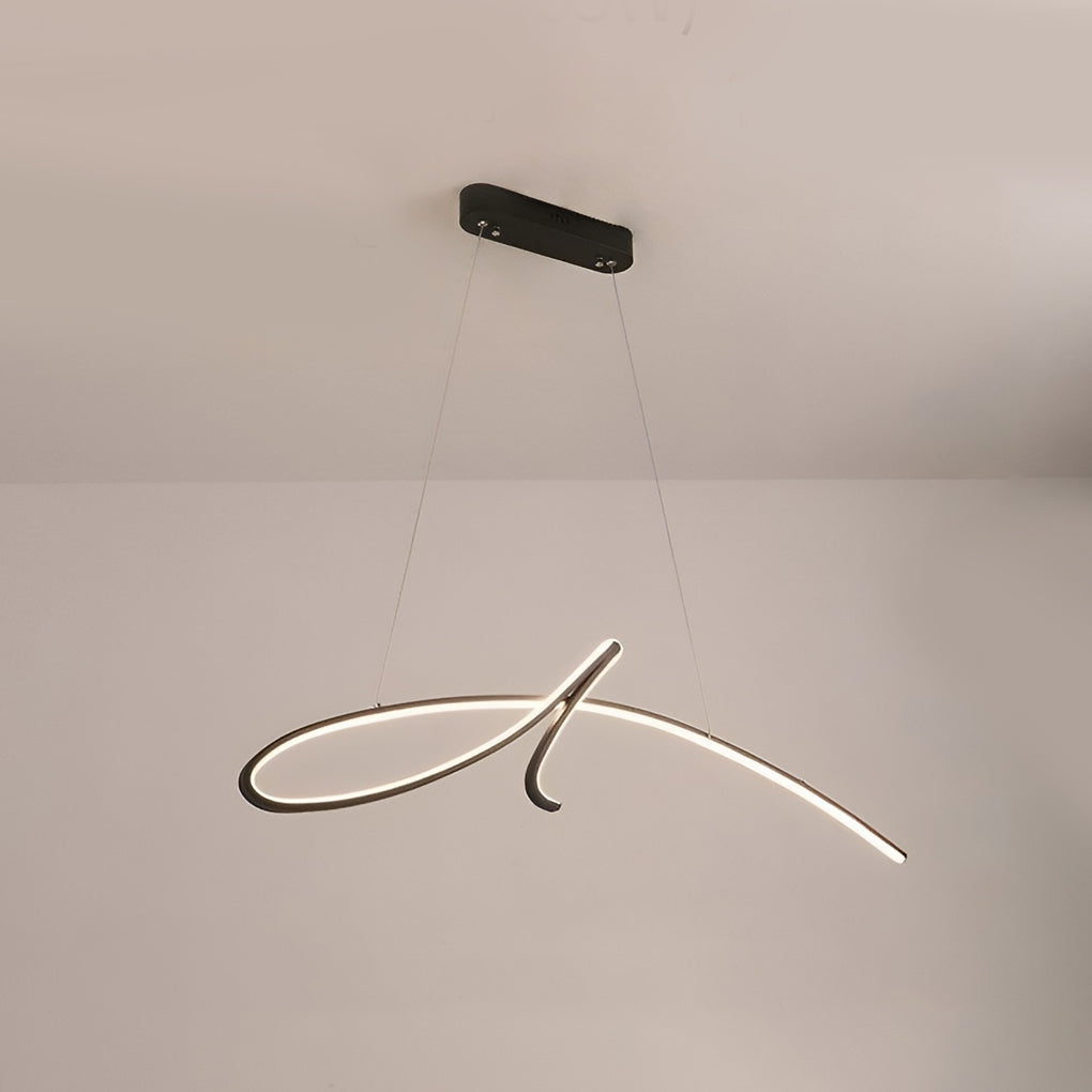 Modern Black Linear LED Pendant Light Dimmable Nordic Kitchen Island Chandelier for Dining Room