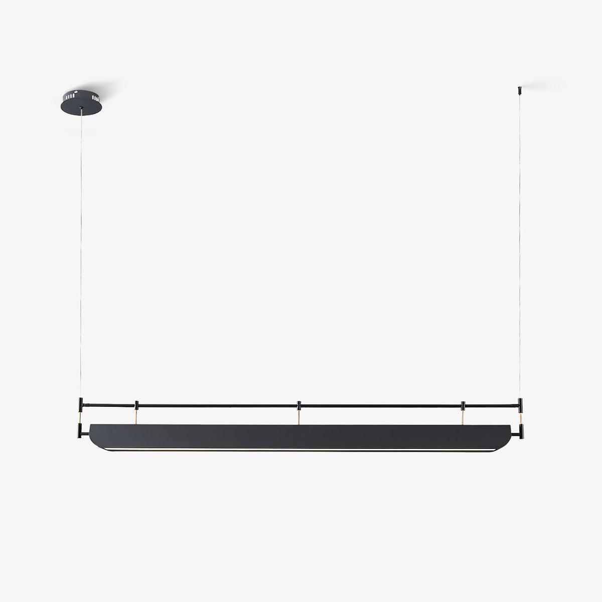 Modern Black Linear LED Pendant Light Minimalist Chandelier for Kitchen Island and Dining Room