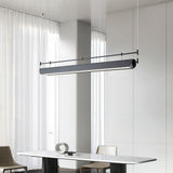 Modern Black Linear LED Pendant Light Minimalist Chandelier for Kitchen Island and Dining Room