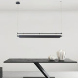 Modern Black Linear LED Pendant Light Minimalist Chandelier for Kitchen Island and Dining Room