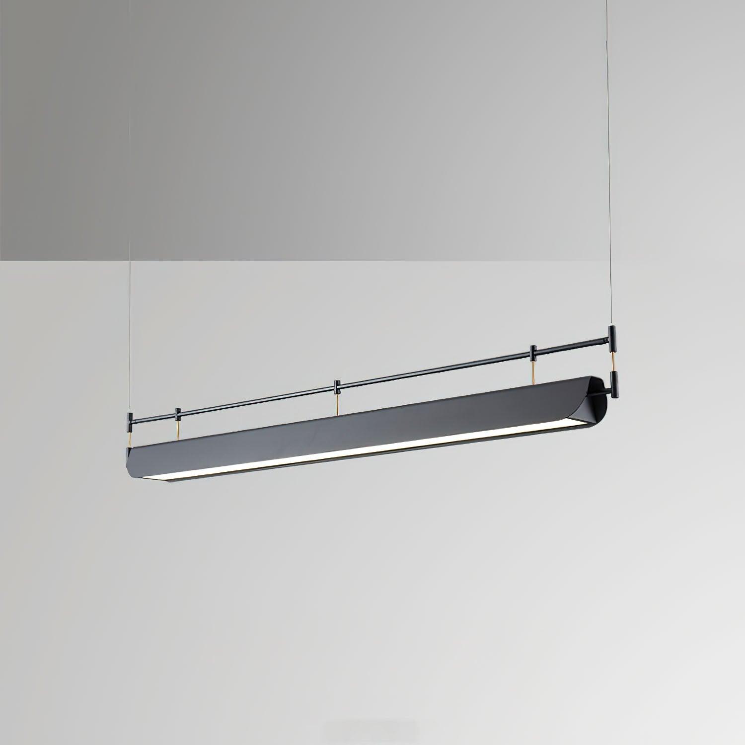 Modern Black Linear LED Pendant Light Minimalist Chandelier for Kitchen Island and Dining Room