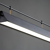 Modern Black Linear LED Pendant Light Minimalist Chandelier for Kitchen Island and Dining Room