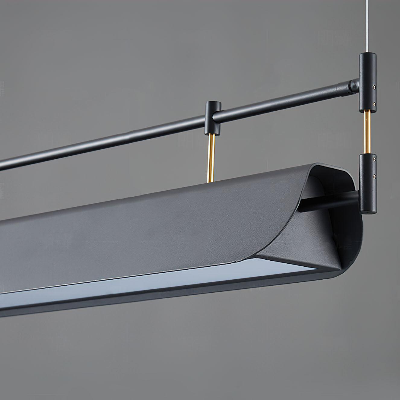 Modern Black Linear LED Pendant Light Minimalist Chandelier for Kitchen Island and Dining Room