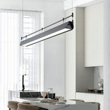 Modern Black Linear LED Pendant Light Minimalist Chandelier for Kitchen Island and Dining Room