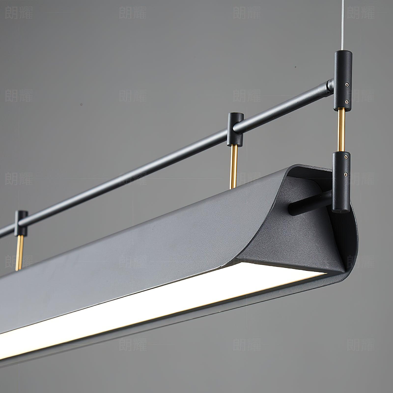 Modern Black Linear LED Pendant Light Minimalist Chandelier for Kitchen Island and Dining Room