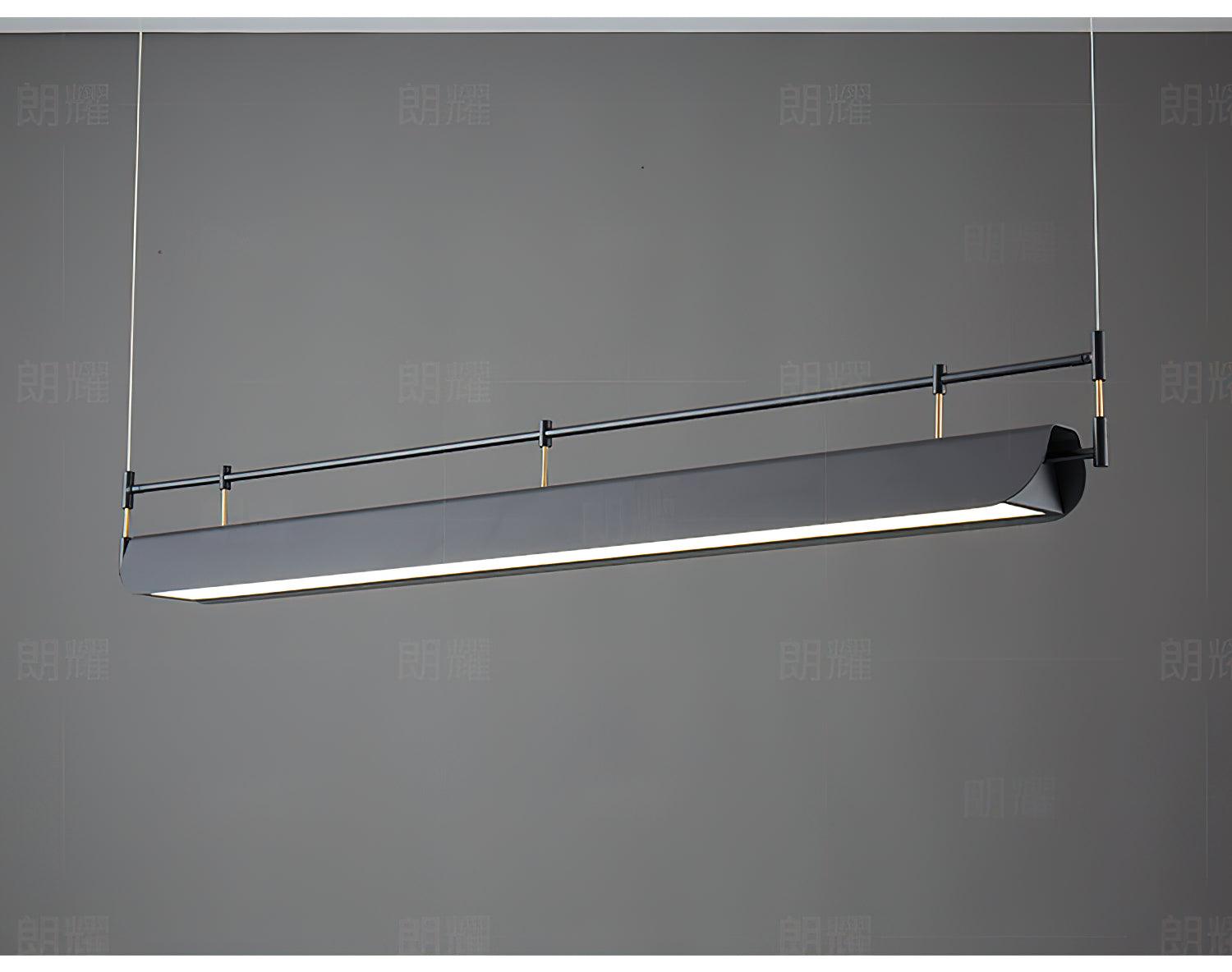 Modern Black Linear LED Pendant Light Minimalist Chandelier for Kitchen Island and Dining Room