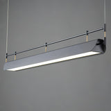 Modern Black Linear LED Pendant Light Minimalist Chandelier for Kitchen Island and Dining Room