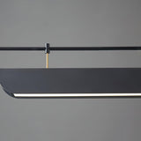 Modern Black Linear LED Pendant Light Minimalist Chandelier for Kitchen Island and Dining Room