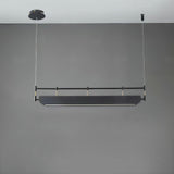 Modern Black Linear LED Pendant Light Minimalist Chandelier for Kitchen Island and Dining Room