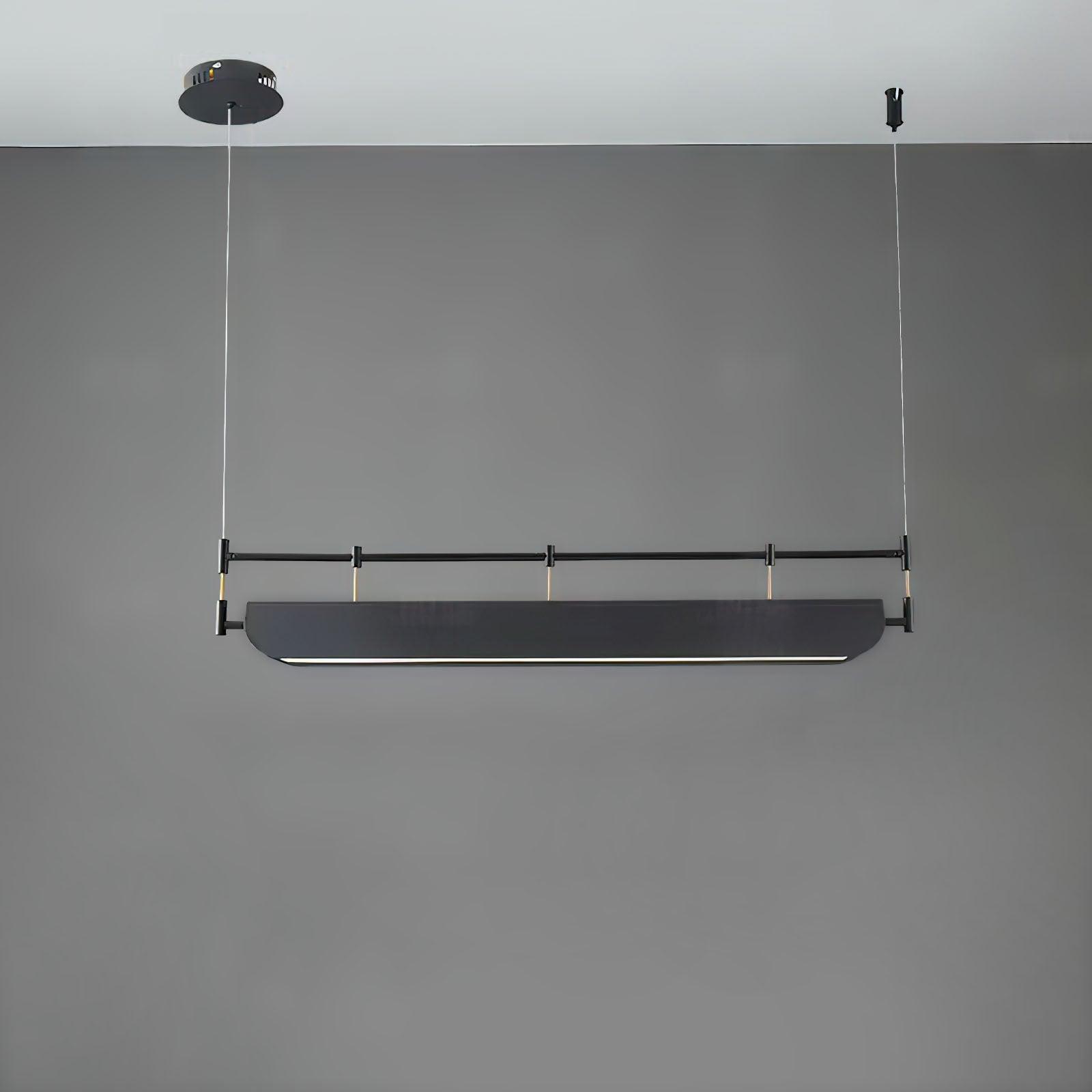 Modern Black Linear LED Pendant Light Minimalist Chandelier for Kitchen Island and Dining Room