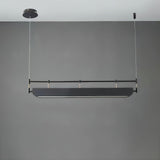 Modern Black Linear LED Pendant Light Minimalist Chandelier for Kitchen Island and Dining Room
