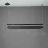 Modern Black Linear LED Pendant Light Minimalist Chandelier for Kitchen Island and Dining Room