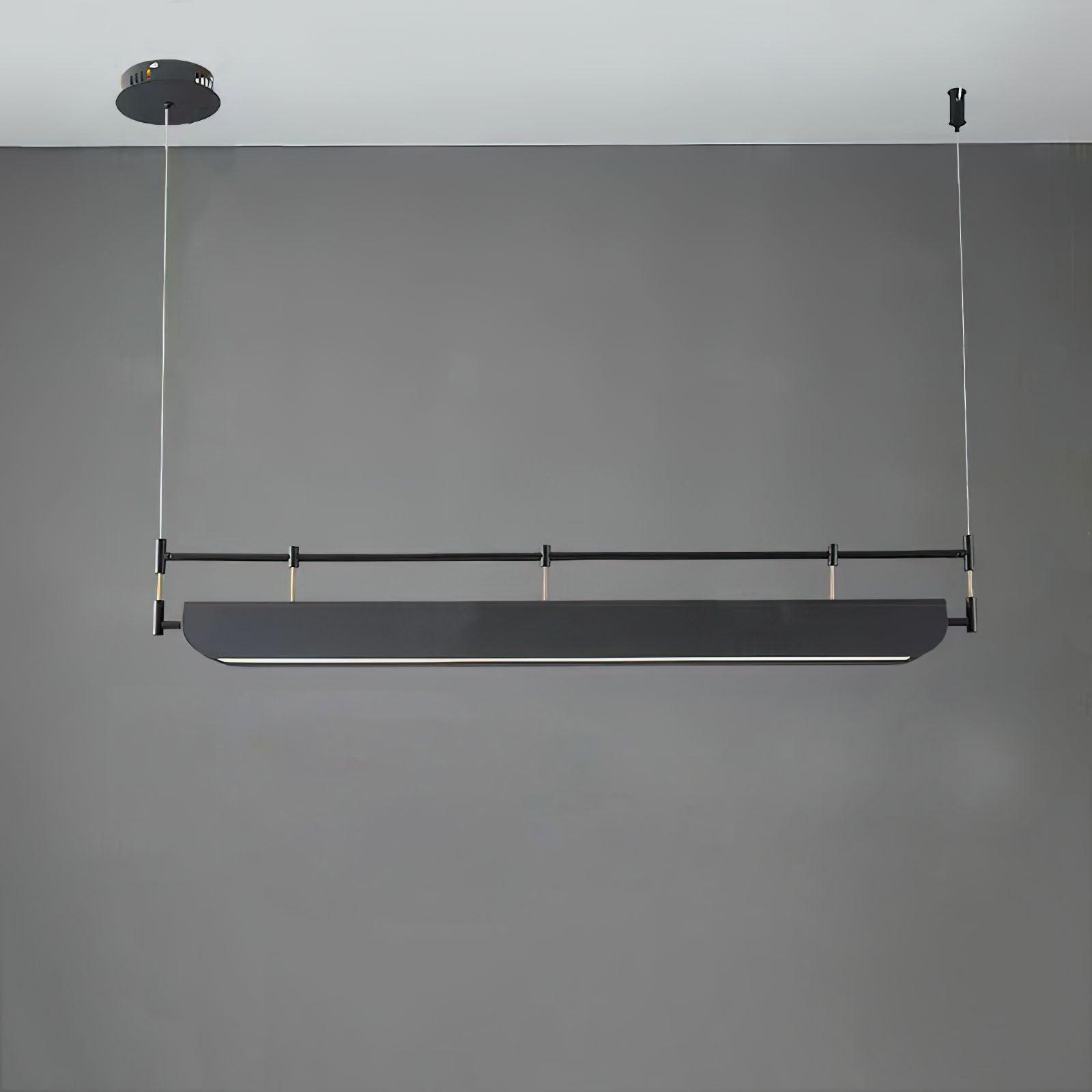Modern Black Linear LED Pendant Light Minimalist Chandelier for Kitchen Island and Dining Room