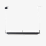 Modern Black Linear LED Pendant Light Minimalist Chandelier for Kitchen Island and Dining Room