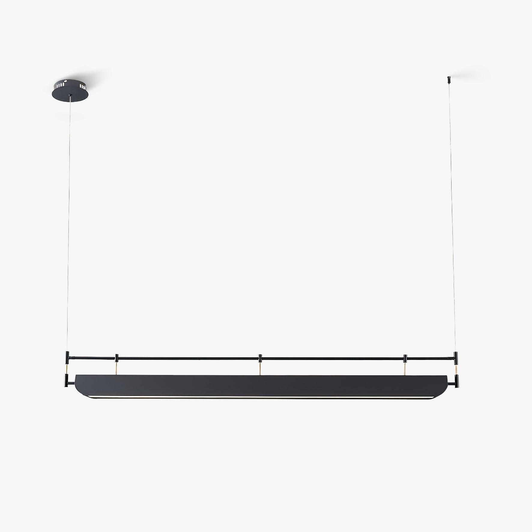 Modern Black Linear LED Pendant Light Minimalist Chandelier for Kitchen Island and Dining Room