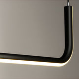 Modern Black Linear LED Pendant Light Three Step Dimming Minimalist Chandelier