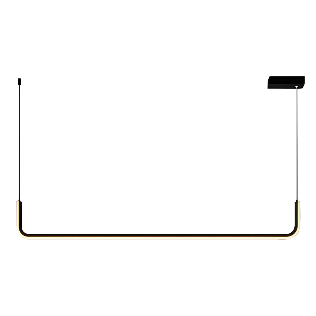 Modern Black Linear LED Pendant Light Three Step Dimming Minimalist Chandelier
