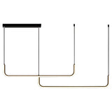 Modern Black Linear LED Pendant Light Three Step Dimming Minimalist Chandelier