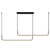 Modern Black Linear LED Pendant Light Three Step Dimming Minimalist Chandelier