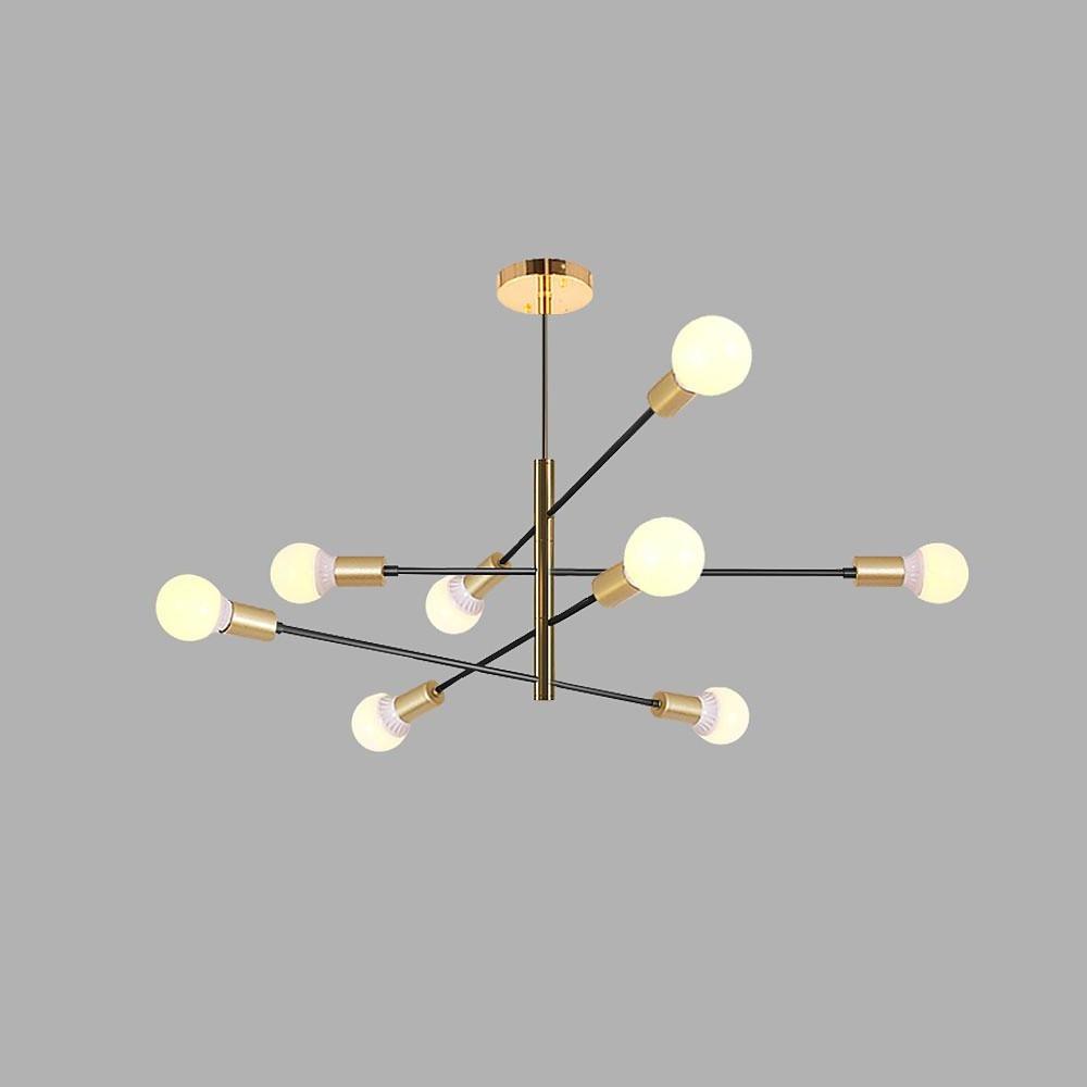 Modern Black Linear Sputnik Chandelier 8 Light Metal Ceiling Fixture for Dining Room