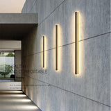 Modern Black Long Strip LED Outdoor Wall Light Waterproof Exterior Sconce for Porch and Garden