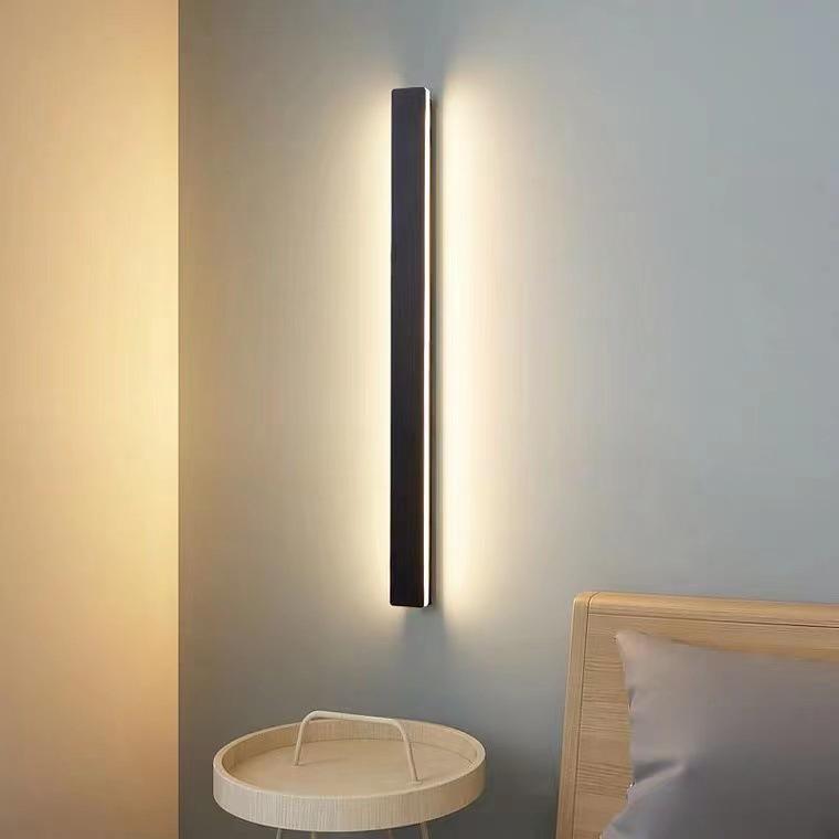 Modern Black Long Strip LED Outdoor Wall Light Waterproof Exterior Sconce for Porch and Garden