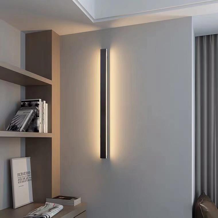 Modern Black Long Strip LED Outdoor Wall Light Waterproof Exterior Sconce for Porch and Garden