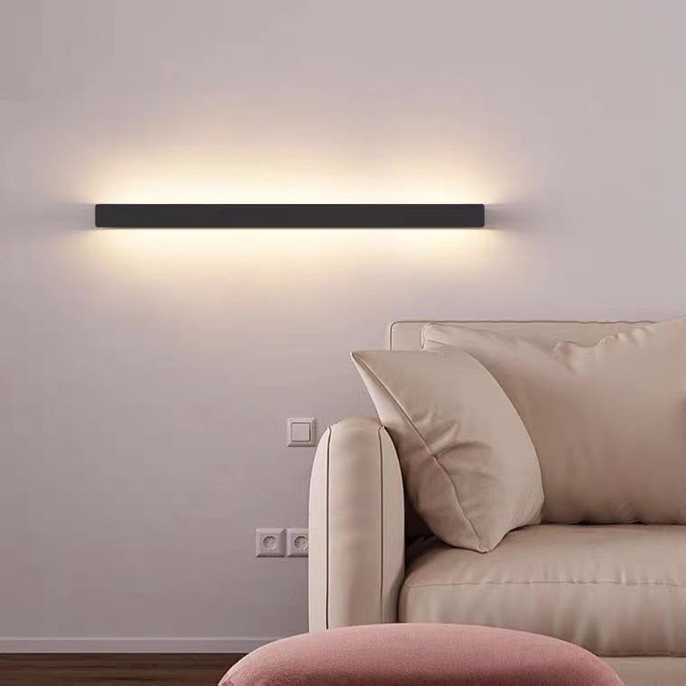 Modern Black Long Strip LED Outdoor Wall Light Waterproof Exterior Sconce for Porch and Garden