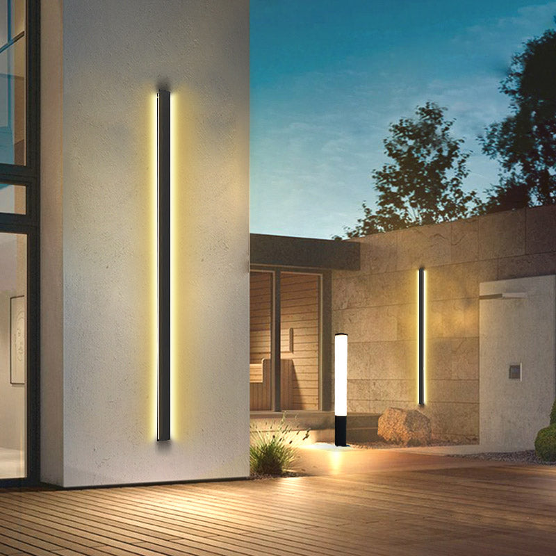 Modern Black Long Strip LED Outdoor Wall Light Waterproof Minimalist Exterior Sconce