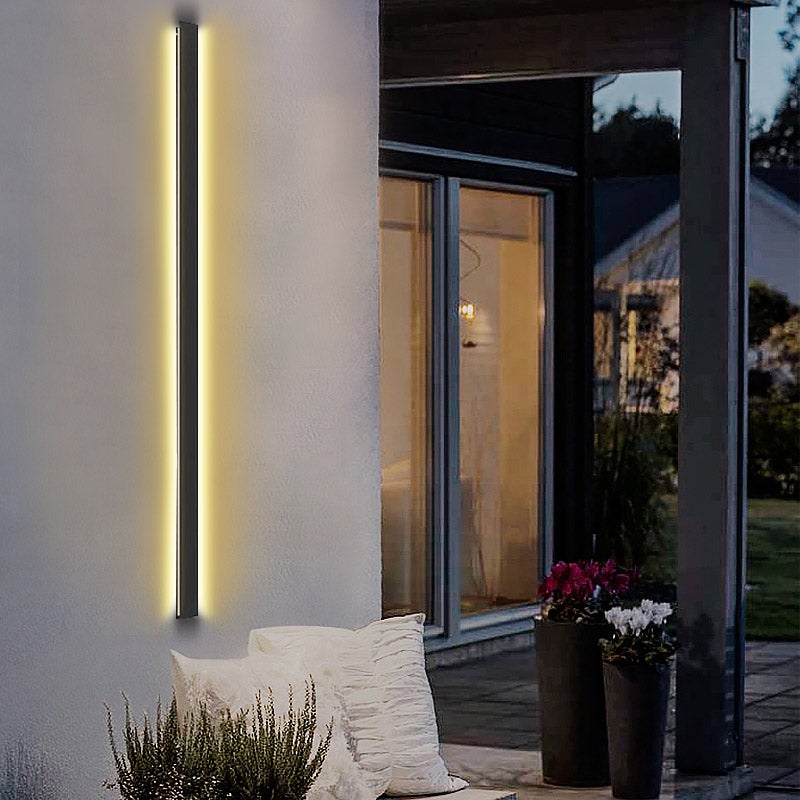 Modern Black Long Strip LED Outdoor Wall Light Waterproof Minimalist Exterior Sconce