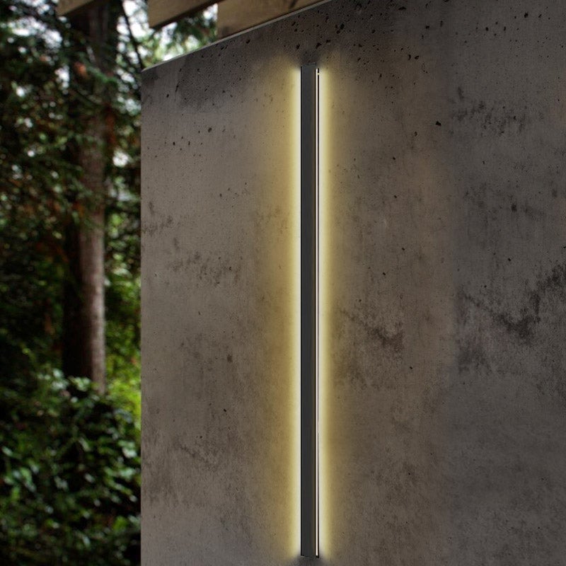 Modern Black Long Strip LED Outdoor Wall Light Waterproof Minimalist Exterior Sconce