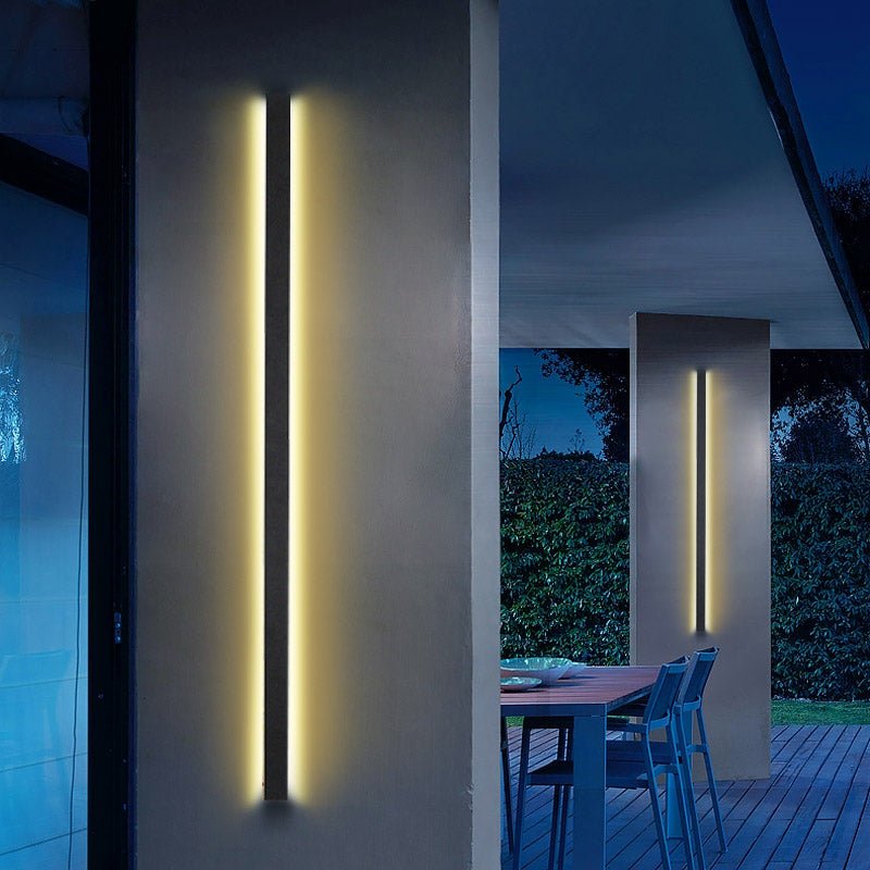 Modern Black Long Strip LED Outdoor Wall Sconce Waterproof IP65 Porch Light Fixture