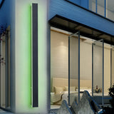 Modern Black Long Strip LED RGB Outdoor Wall Light Waterproof IP65 Exterior Garden Sconce