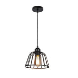 Modern Black Metal Cage Chandelier Industrial Style LED Pendant Lighting for Kitchen and Foyer