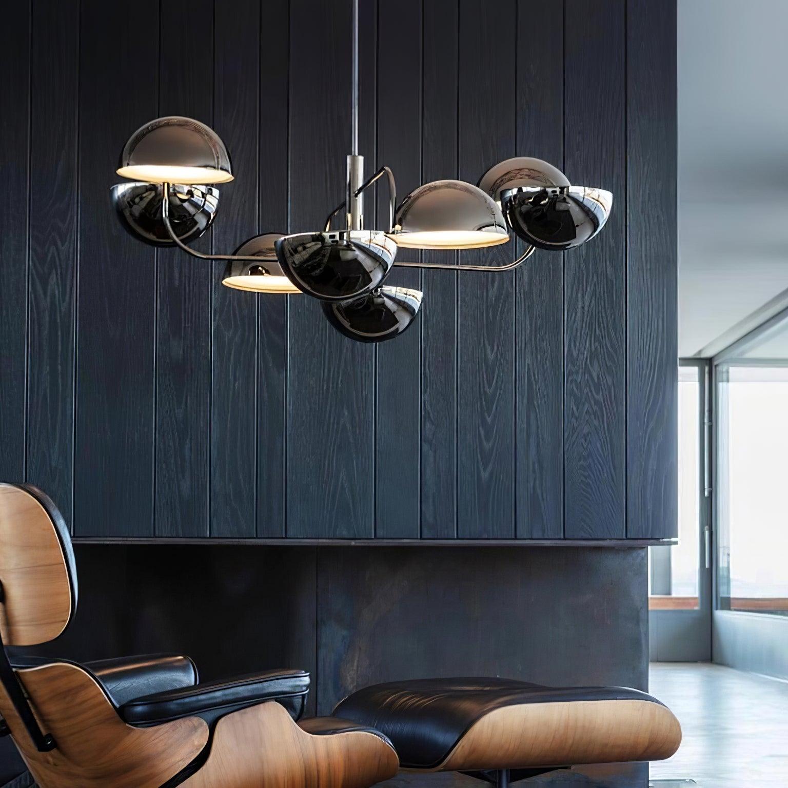 Modern Black Metal Penta Electrolier Chandelier for Contemporary Interior Lighting