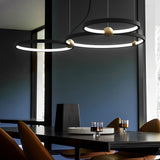 Modern Black Metal Ring LED Chandelier Circular Art Pendant Lighting Fixture
