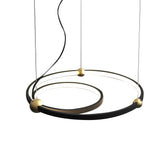 Modern Black Metal Ring LED Chandelier Circular Art Pendant Lighting Fixture