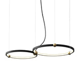 Modern Black Metal Ring LED Chandelier Circular Art Pendant Lighting Fixture