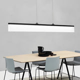 Modern Black Minimalist Linear LED Chandelier Dimmable Strip Pendant Lighting for Dining Room
